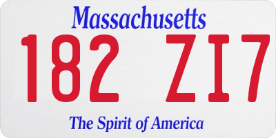 MA license plate 182ZI7