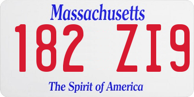 MA license plate 182ZI9