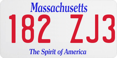 MA license plate 182ZJ3