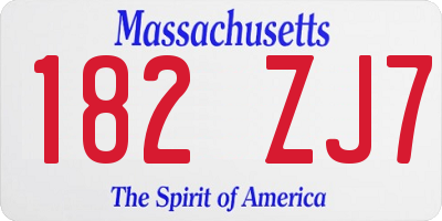 MA license plate 182ZJ7