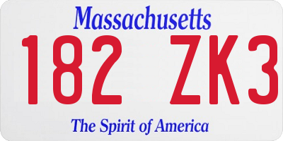 MA license plate 182ZK3