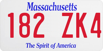 MA license plate 182ZK4