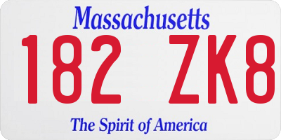 MA license plate 182ZK8