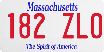 MA license plate 182ZL0
