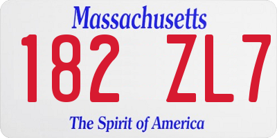 MA license plate 182ZL7