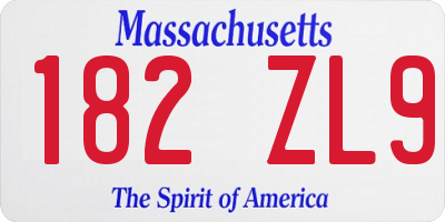 MA license plate 182ZL9