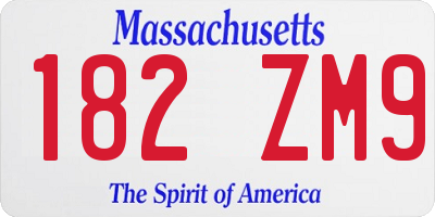 MA license plate 182ZM9