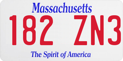 MA license plate 182ZN3