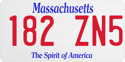 MA license plate 182ZN5