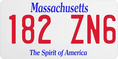 MA license plate 182ZN6