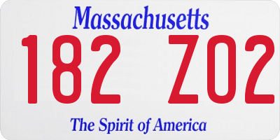 MA license plate 182ZO2