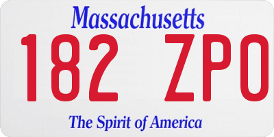 MA license plate 182ZP0