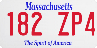 MA license plate 182ZP4