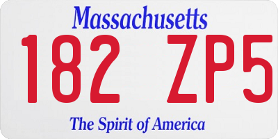 MA license plate 182ZP5