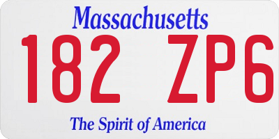 MA license plate 182ZP6