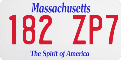 MA license plate 182ZP7