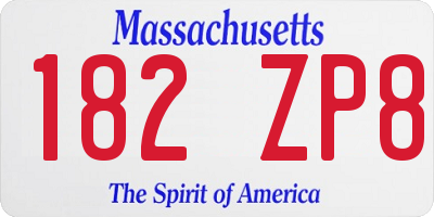 MA license plate 182ZP8