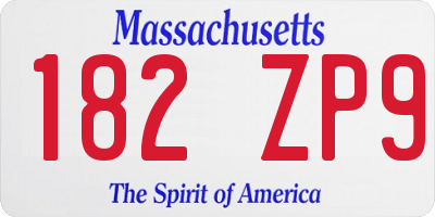 MA license plate 182ZP9