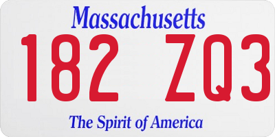 MA license plate 182ZQ3