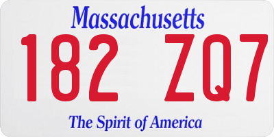 MA license plate 182ZQ7