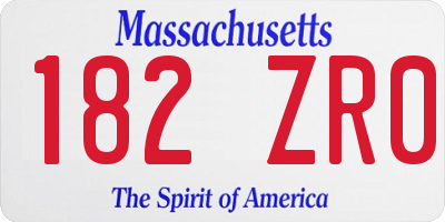 MA license plate 182ZR0