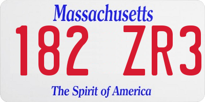 MA license plate 182ZR3