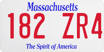 MA license plate 182ZR4