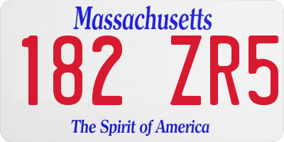 MA license plate 182ZR5