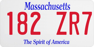 MA license plate 182ZR7