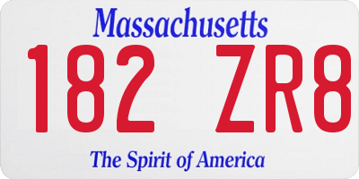 MA license plate 182ZR8