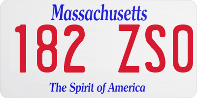 MA license plate 182ZS0