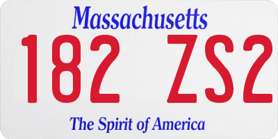 MA license plate 182ZS2