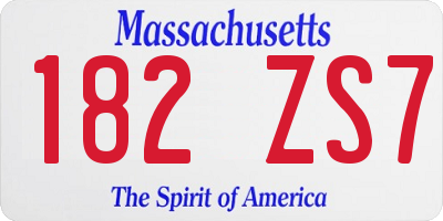 MA license plate 182ZS7
