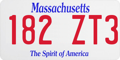 MA license plate 182ZT3