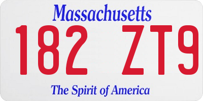 MA license plate 182ZT9