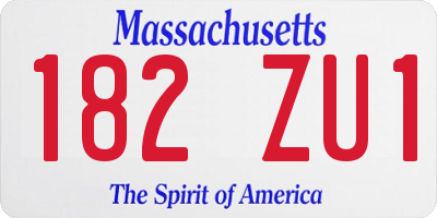 MA license plate 182ZU1