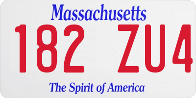 MA license plate 182ZU4