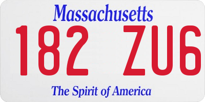 MA license plate 182ZU6