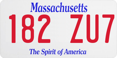 MA license plate 182ZU7