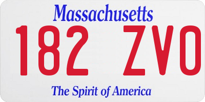 MA license plate 182ZV0