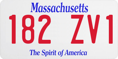 MA license plate 182ZV1