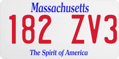 MA license plate 182ZV3