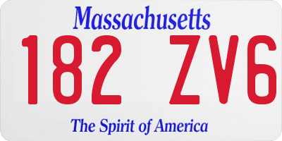 MA license plate 182ZV6