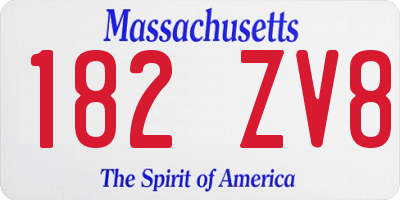 MA license plate 182ZV8