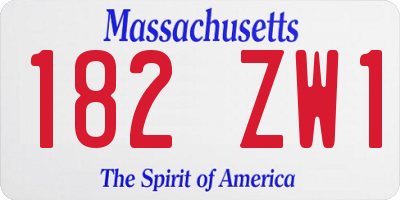 MA license plate 182ZW1