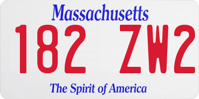 MA license plate 182ZW2