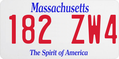 MA license plate 182ZW4