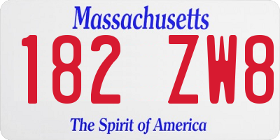 MA license plate 182ZW8