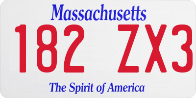 MA license plate 182ZX3