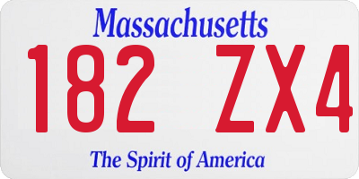 MA license plate 182ZX4